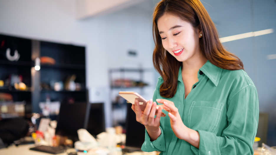 woman with phone